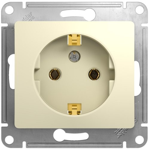 Розетка с заземлением без рамки Systeme Electric Glossa 1-м. бежевый картинка
